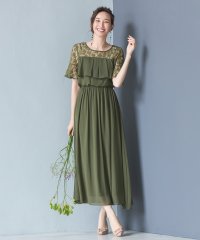 DRESS+/胸元フリルのレースドレス・結婚式ワンピース・お呼ばれパーティードレス/502882484