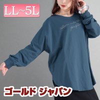 GOLD JAPAN/大きいサイズ レディース ビッグサイズ コットンVネックロゴTシャツ/504942165