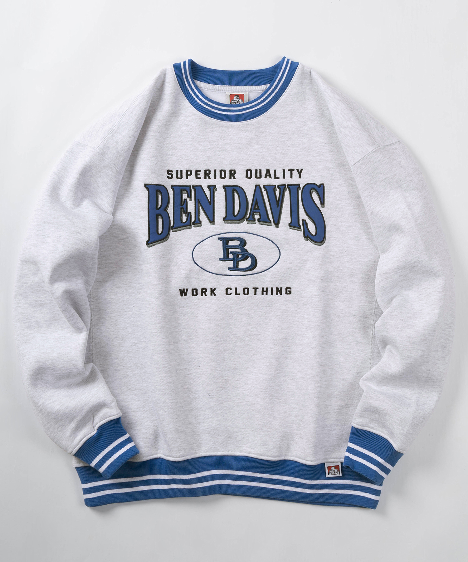 BEN DAVIS/ベンデイビス】カレッジロゴ ワッペン刺繍 リブライン BEN DAVIS/ベンデイビス】カレッジロゴ ワッペン刺繍 リブライン