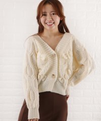 Lace Ladies/レースレディース Lace Ladies リボンショートニットカーディガン/504945713