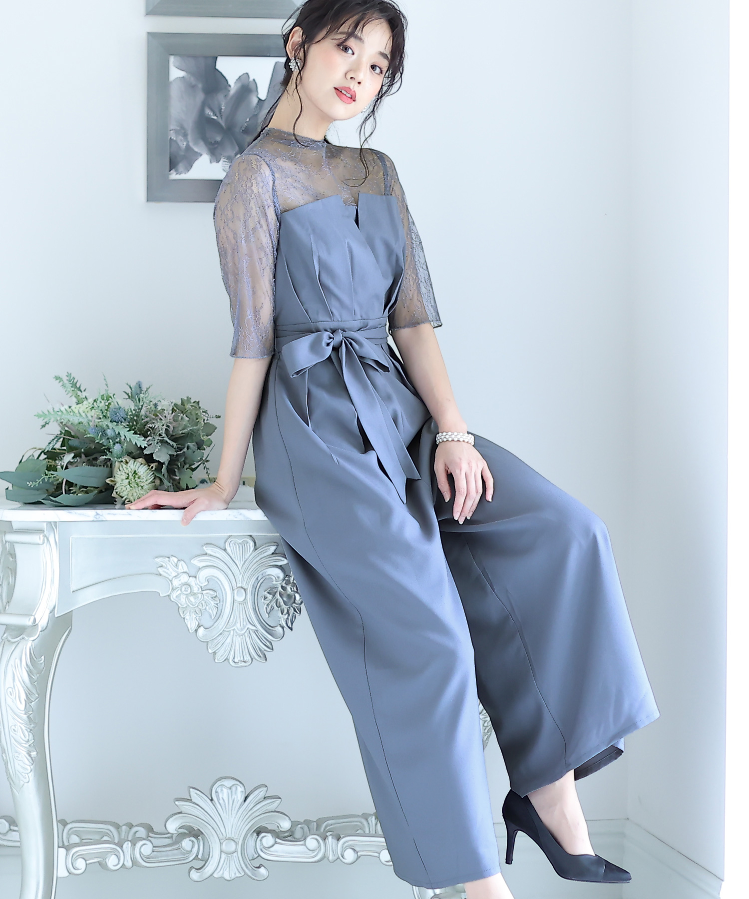 プールヴー PourVous テーパードパンツフォーマルお呼ばれロング