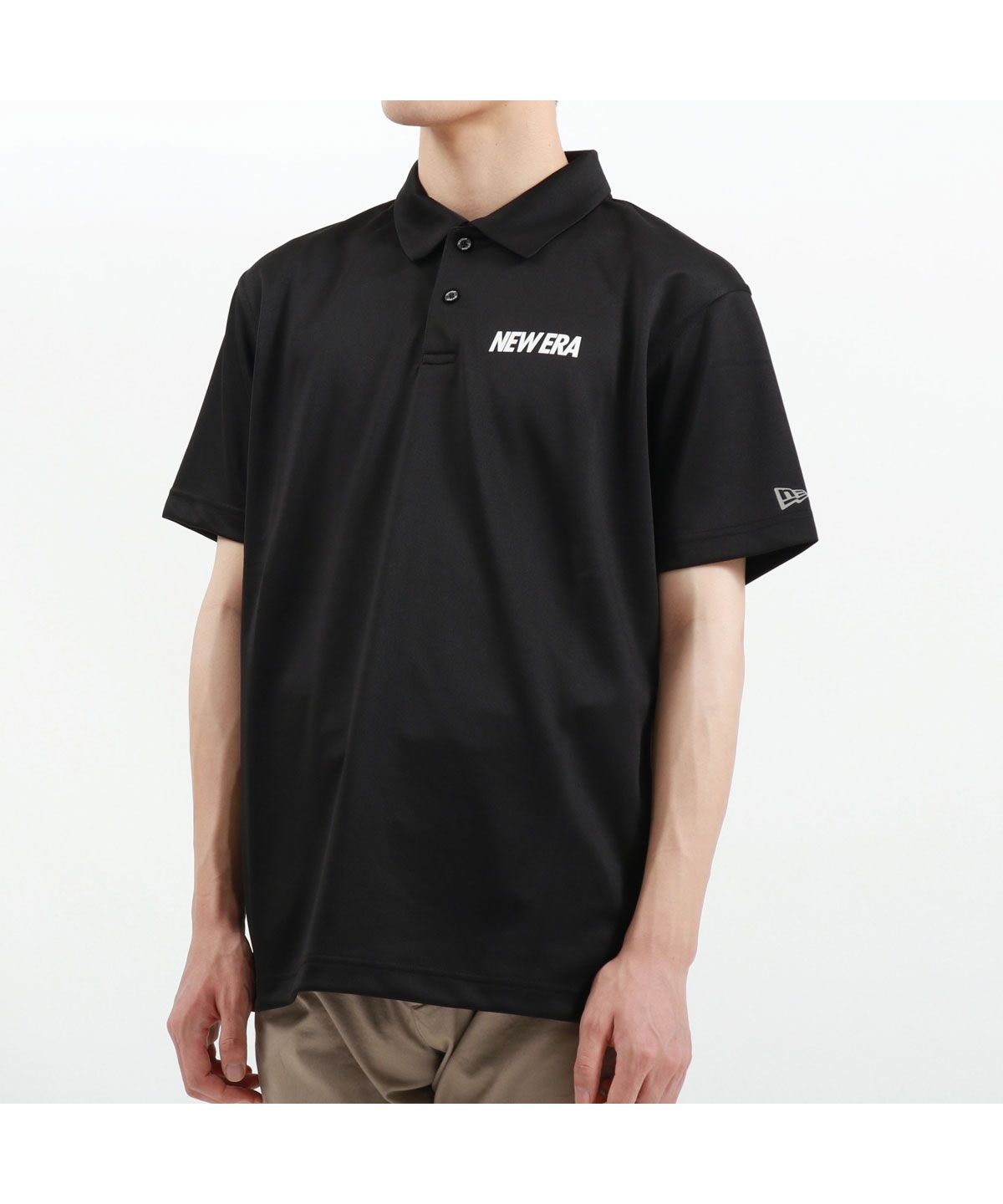 美品！！鹿の子 ポロシャツ NEW ERA(ニューエラ)ブラック | ゴルフ 半袖 鹿の子 ポロシャツ Vertical Logo ブラック | ゴルフ