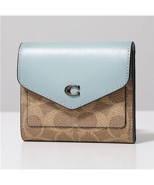 COACH 折り財布 新品 アマゾングリーン 新作カラー ペブルレザー
