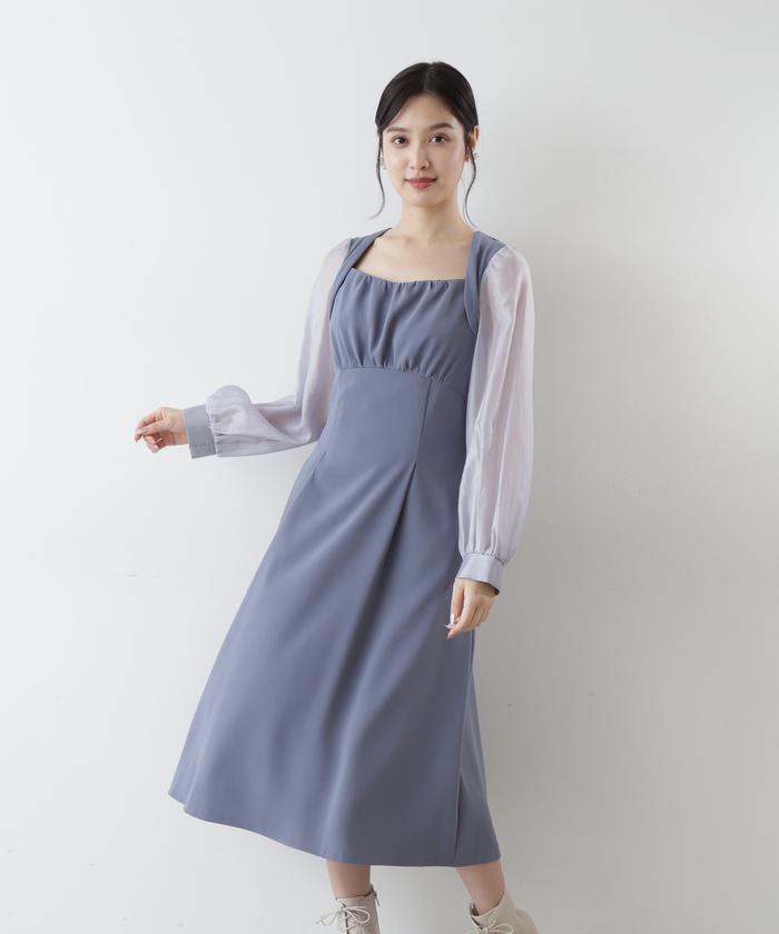 セール 50%OFF】シアースリーブドッキングワンピース(504960615