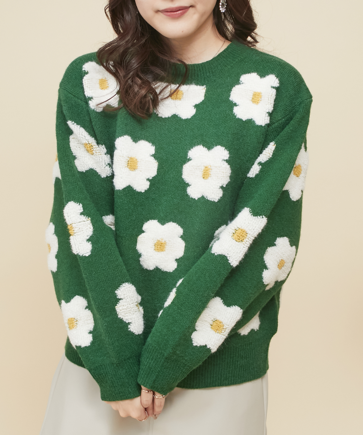【未使用】OLLEBOREBLA フリル付きジャンパー 長袖 オリーブグリーン セール】フラワー刺繍プルオーバー(504956261) | オリーブデ