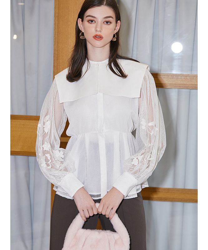 Marin checkペプラムトップス(S WHITE): TOPS
