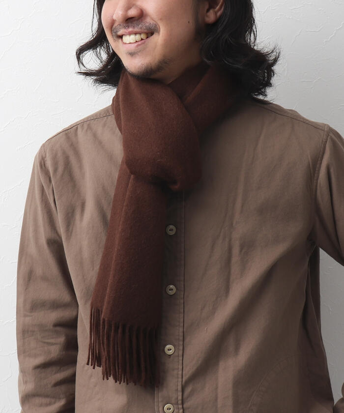 新品未使用】 コロンボ 36cm幅カシミアマフラー ダークブラウン