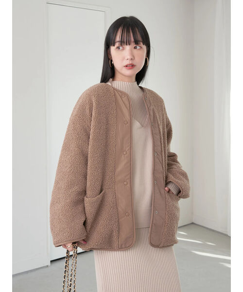 ボアキルティング リバーシブルコート | earthy_(アーシー