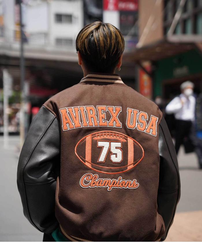 【気質アップ】 【試着のみ】AVIREX 革ジャン USA ジャケット アヴィレックス ラムレザー VARSITY AVIREX jacket ...