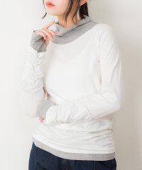 atONE/くしゅタートルネック指穴ロングTシャツ ロンt  丸首 Tシャツ 秋 春コーデ レディース カジュアル ビッグサイズ 体型カバー ビッグシルエット 大きいサイズ/504973299