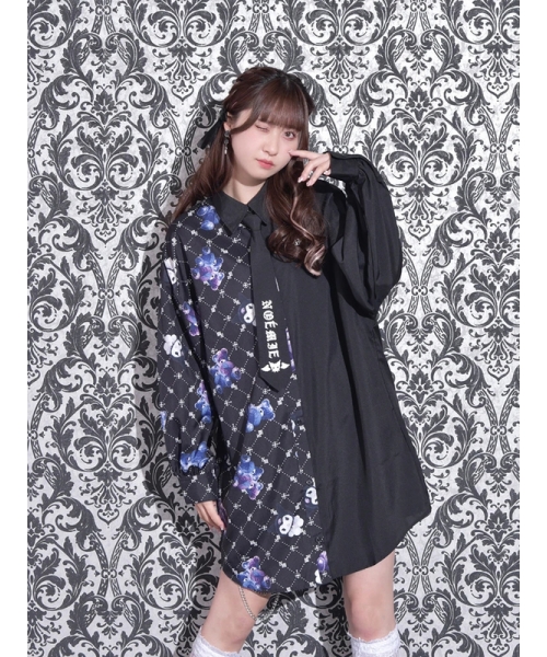 激安超特価 最大80%オフ  クロミ×病みくまネクタイ付きモノグラムユニセックスシャツ トップス
