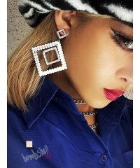 bombshell/ボムシェル bombshell アクセサリー ビジュー スクエア ストーン シルバーピアス アクセサリー ダイヤ型 ギラギラ ダンスグッズ 派手 ビッグ bom/504977916