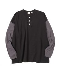 MAC HOUSE(men)/グッドウェア ヘンリーネック袖配色スーパービッグシルエット ロングスリーブTシャツ 2W7－62207/504978571