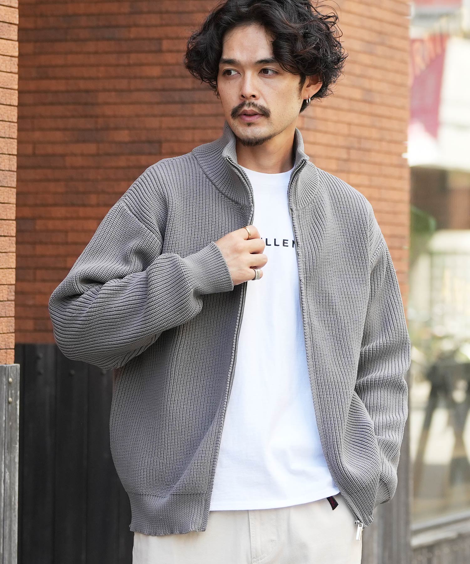 ジギーズショップ JIGGYS SHOP 5G畦ドライバーズZIPカーディガン ジギーズショップ JIGGYS SHOP 5G畦ドライバーズZIPカーディガン