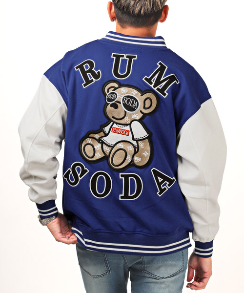 『RUMSODA(ラムソーダ)カレッジロゴ×アップリケ刺繍スタジャン』 RUMSODA[ラムソーダ]カレッジロゴ アップリケ刺繍スタジャン