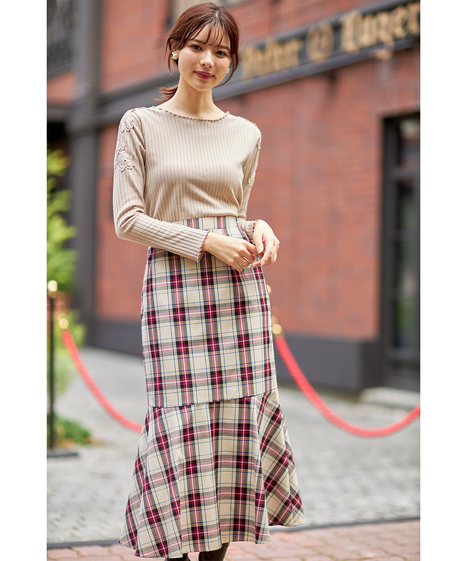 tocco closet チェックスカート+ニット セット売り チェックニットフレアスカート