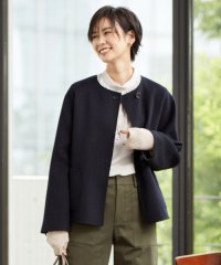 J.PRESS LADIES/【リバーシブル】ウールナイロン リバーチェック ノーカラー ショートコート/504986474