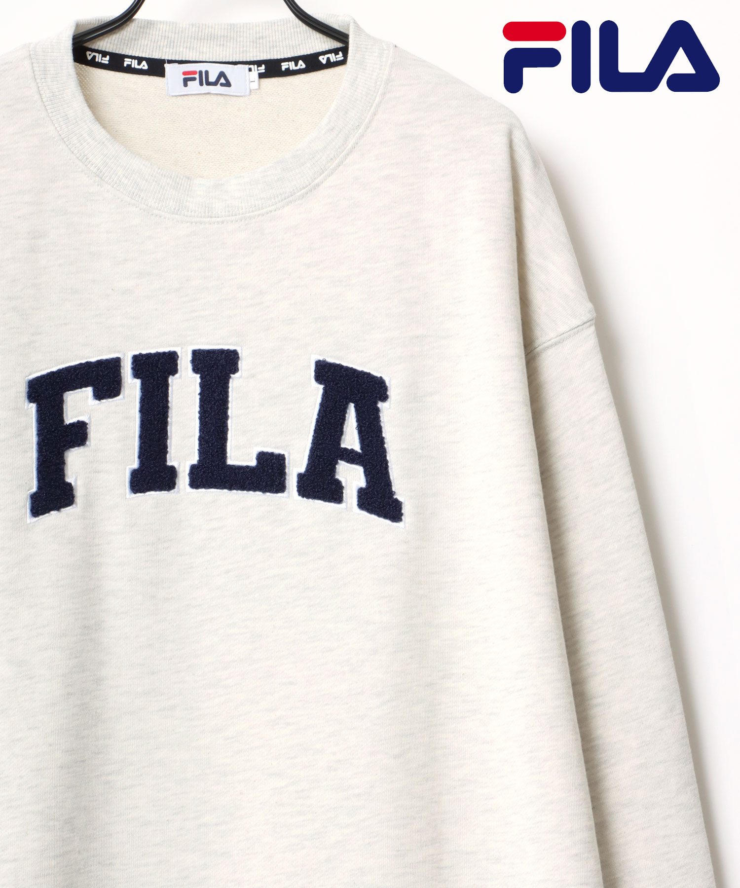 Lazar】FILA/フィラ 別注 ビッグシルエット カレッジロゴ ワッペン