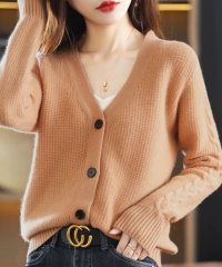 Amulet/アミュレット Amulet ケーブルデザインニットカーディガン レディース トップス 長袖 Vネック 秋服 冬服 10代 20代 30代 韓国ファッション 韓国/504987472