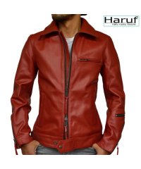Haruf/ハルフ Haruf 本革 レザージャケット ライダースジャケット 革ジャン メンズ シングルライダース バイクジャケット カウレザー UK2MAR/504989325