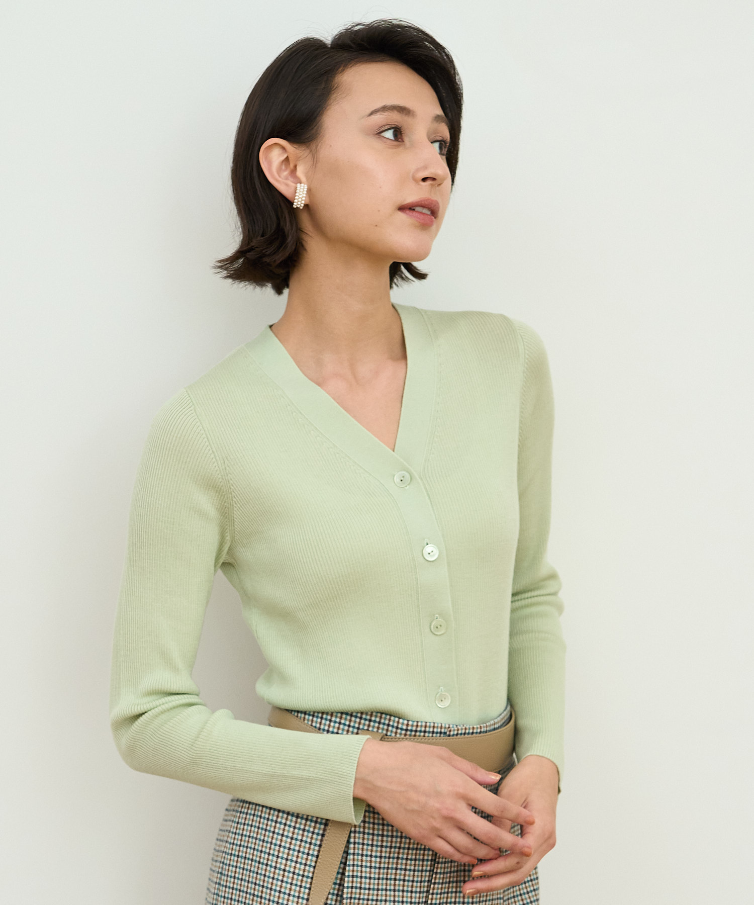 UNITEDARROWS シルクコットン Vネック トップス 入り交じっ