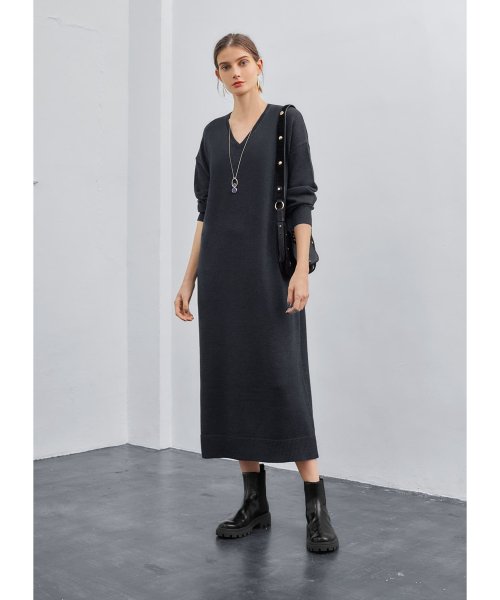 なめらかハイゲージvネックニットワンピース スタイルデリ Style Deli D Fashion