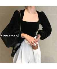 Forcement/フォースメント Forcement スクエアネックで大人っぽいパフスリーブブラウス ボリュームスリーブ/504994088