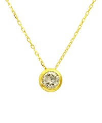 JEWELRY SELECTION/K18ゴールド 天然ダイヤモンド 0.2ct フクリン 一粒ネックレス 【K18YG イエローゴールド】/504998271