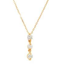 JEWELRY SELECTION/K18ゴールド 天然ダイヤモンド 計0.2ct スリーストーン ネックレス 【K18PG ピンクゴールド】/504998297