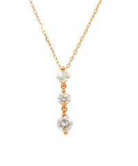 JEWELRY SELECTION/K18ゴールド 天然ダイヤモンド 計0.3ct スリーストーン ネックレス 【K18PG ピンクゴールド】/504998300