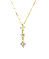 JEWELRY SELECTION/K18ゴールド 天然ダイヤモンド 計0.3ct スリーストーン ネックレス 【K18YG イエローゴールド】/504998301