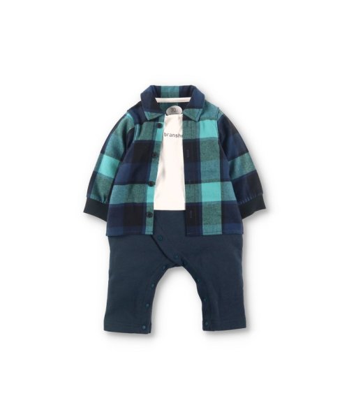 セール10%OFF】【ペア】チェックシャツ重ね着風長袖カバーオール(504998695) | ブランシェス(branshes) - d fashion セール10%OFF】【ペア】チェックシャツ重ね着風長袖カバーオール(504998695) | ブランシェス(branshes) - d fashion