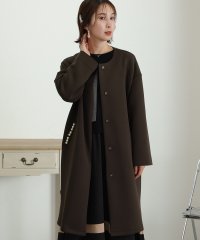 PourVous/プールヴー PourVous パールデザインノーカラーコート/505002902