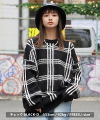 1111clothing/モヘア ニット メンズ  セーター レディース オーバーサイズ クルーネックニット ビッグシルエット トップス 長袖 暖かい 軽い 総柄 チェック ゼブラ アー/505008603