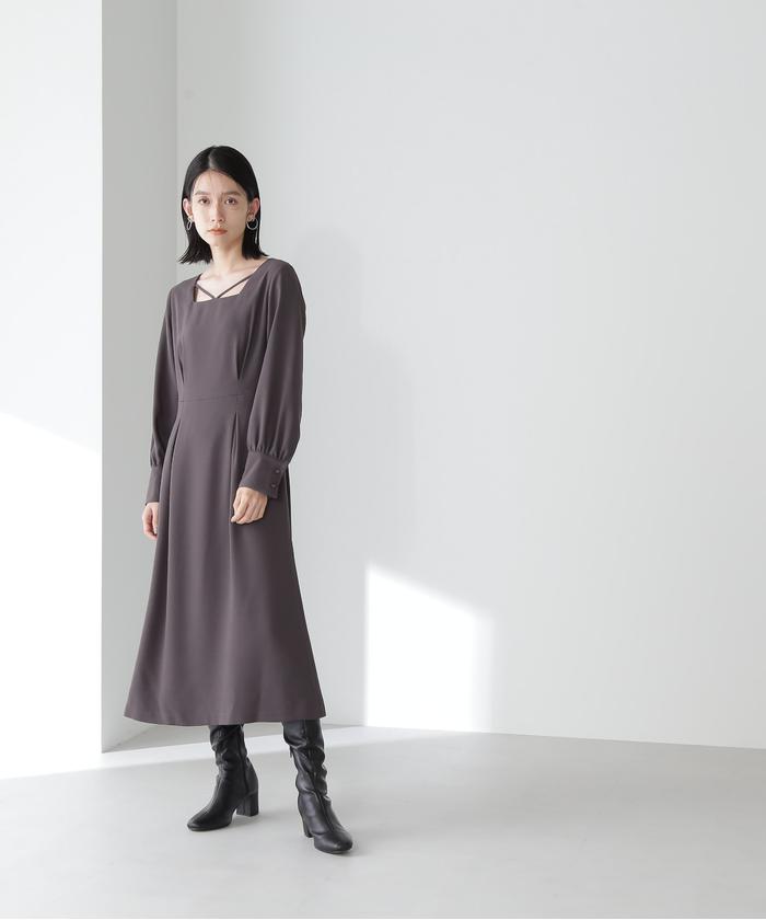 セール 30%OFF】デコルテラインワンピース(505009846) | ナチュラル