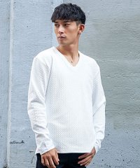 CavariA/CavariA ふくれシェブロン柄VネックロンTEE 長袖Tシャツ/505010165