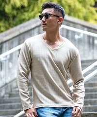 CavariA/キャバリア CavariA CavariA ふくれシェブロン柄VネックロンTEE 長袖Tシャツ/505010166