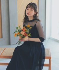 niana/niana ニアナ 結婚式 ワンピース パーティードレス カシュクール ラメチュールドレス ロング 透け感  ウエストゴム 大きいサイズ 小さいサイズ 7分袖 /505010720