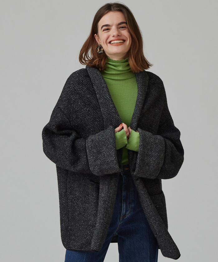 セール 30%OFF】ボイルジャカード ショールカラーカーディガン