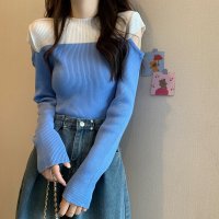 miniministore/肩あきニットトップス バイカラー大人秋服/505012035