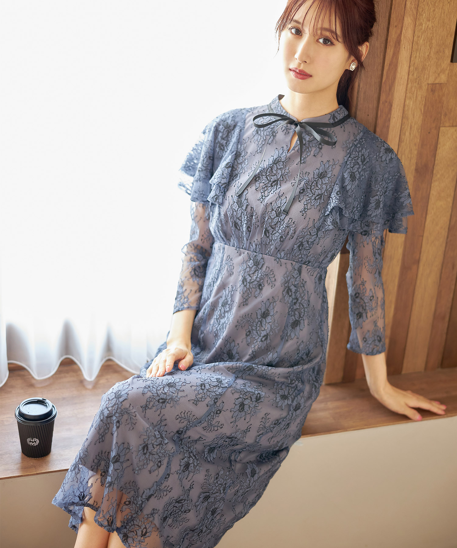 美品 45R ふろしきヒッコリーとレースの馬ドレス 0 ストライプ ワンピース 美品 45R ふろしきヒッコリーとレースの馬ドレス 0 ストライプ