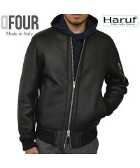 Haruf/ムートンジャケット ムートンコート 本革 レザージャケット 革ジャン MA1 メンズ ブラック 黒 秋冬 DF782BK/505020116