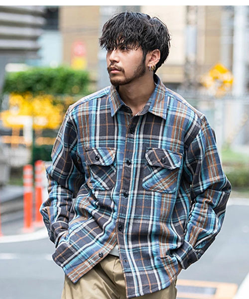 ネルシャツ チェック柄 カジュアル シャツ ストリート vi-581 フランネルシャツ チェック柄 ネルシャツ メンズ 長袖 秋