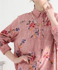 Sawa a la mode/映える花刺繍のコットンシャツブラウス/505022475