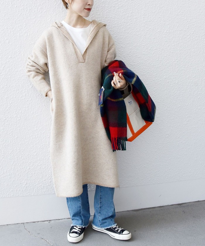 セール 30%OFF】SHIPS any: ジャカード フーディー ニット ワンピース