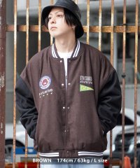 1111clothing/中綿 スタジャン メンズ スタジアムジャンパー レディース オーバーサイズ ブルゾン ビッグシルエット ジャケット  防寒 ワッペン 刺繍 バーシティージャケッ/505027554