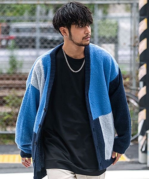 SB select 総柄シャギーニットVネックカーディガン(505032546) | エスビーセレクト(SB Select) - d fashion