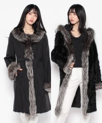 gino marina　luxe/ジーノマリーナリュクス gino marina luxe シルク＆カルガンラムリバーシブルコート/シルバーFOXトリム/504998660