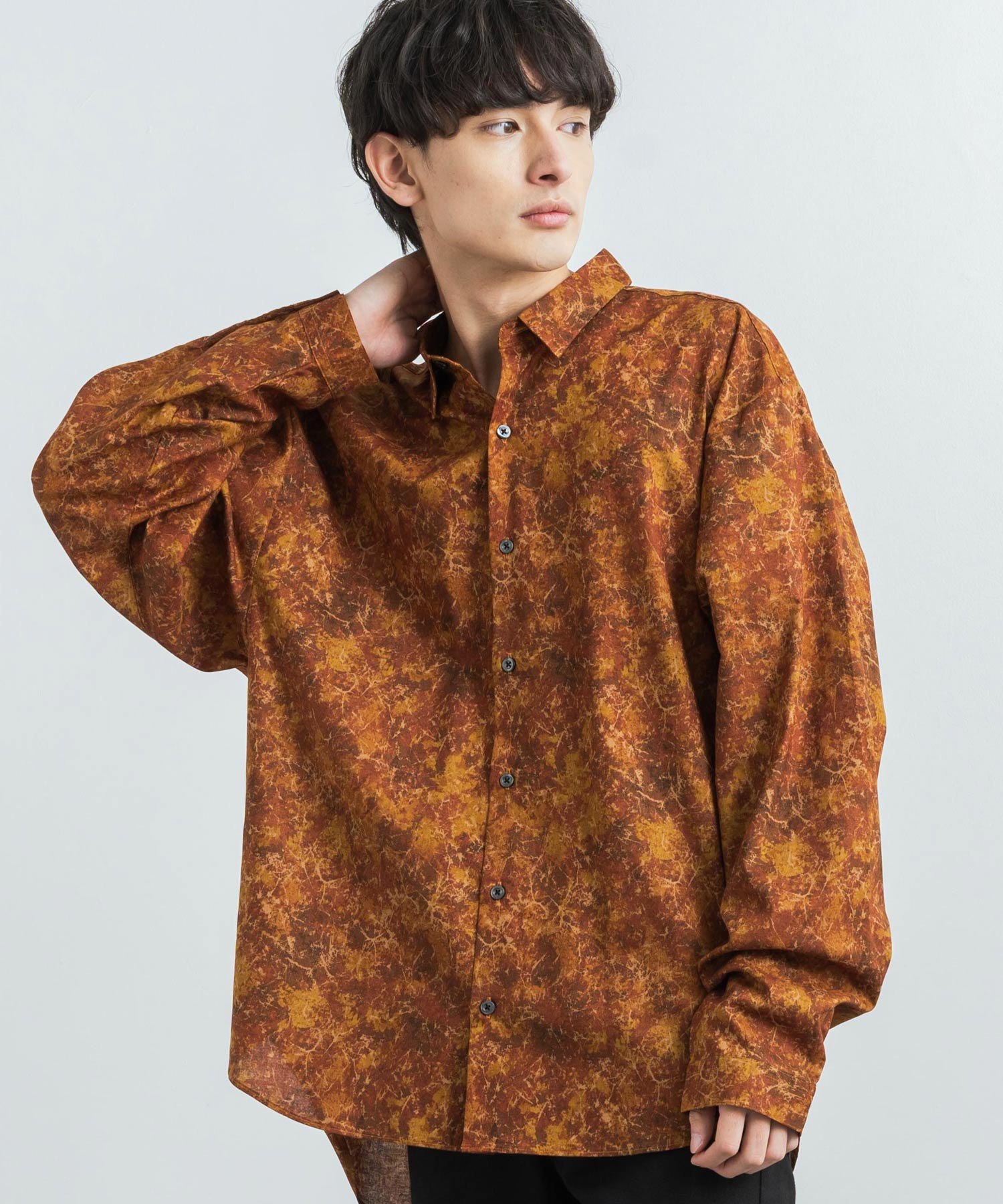 ロッキーモンロー Rocky Monroe 総柄シャツ 長袖 バルーン
