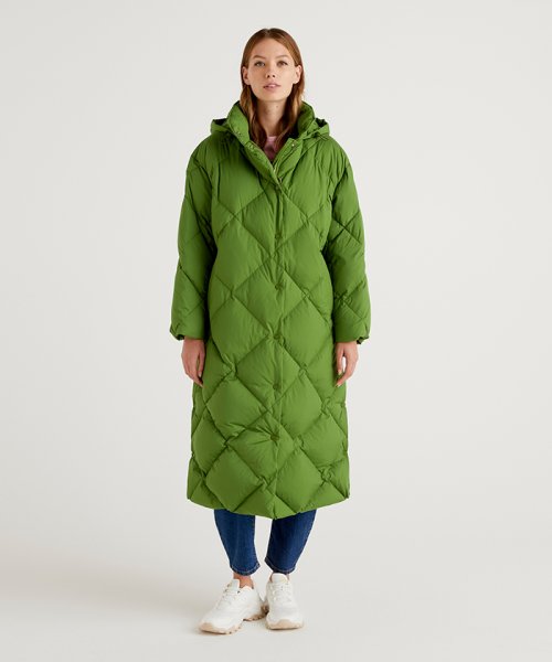 セール 60%OFF】【GREEN B】フード付きキルティングロングダウンコート(505032458) | ベネトン（レディース）(BENETTON  (women)) - d fashion